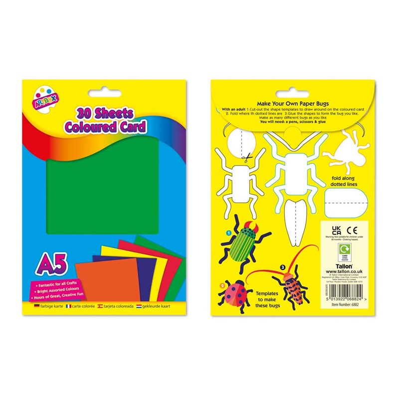 30 feuilles de carton couleur A5