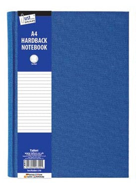 Cahier A4 relié rigide ligné rouge, bleu, noir