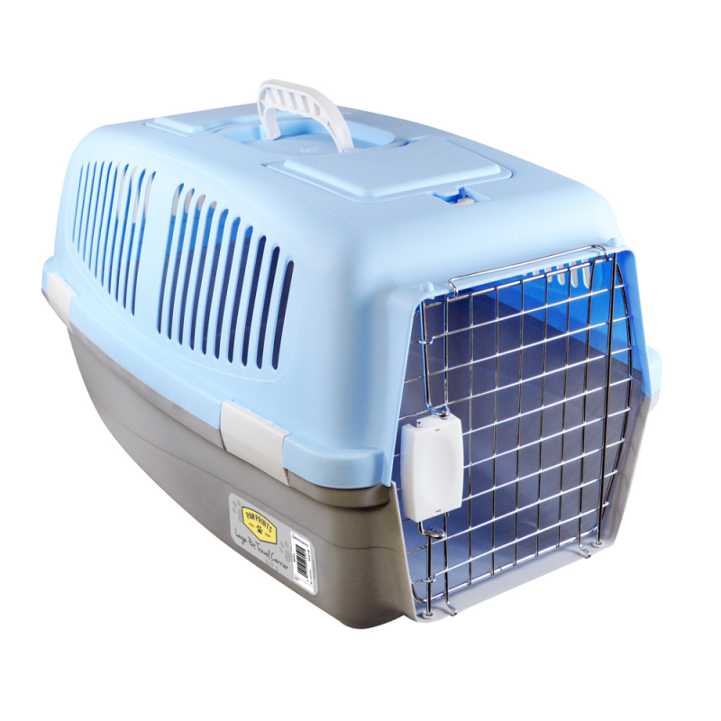 Kingfisher LARGE PLASTIC PET DOG CAT RABBIT CARRIER TRAVEL BASKET CRATE BOX CARRY HANDLE