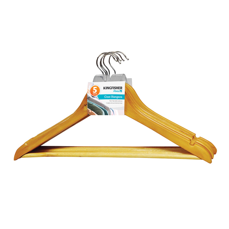 5 PACK OF WOODEN COAT HANGERS