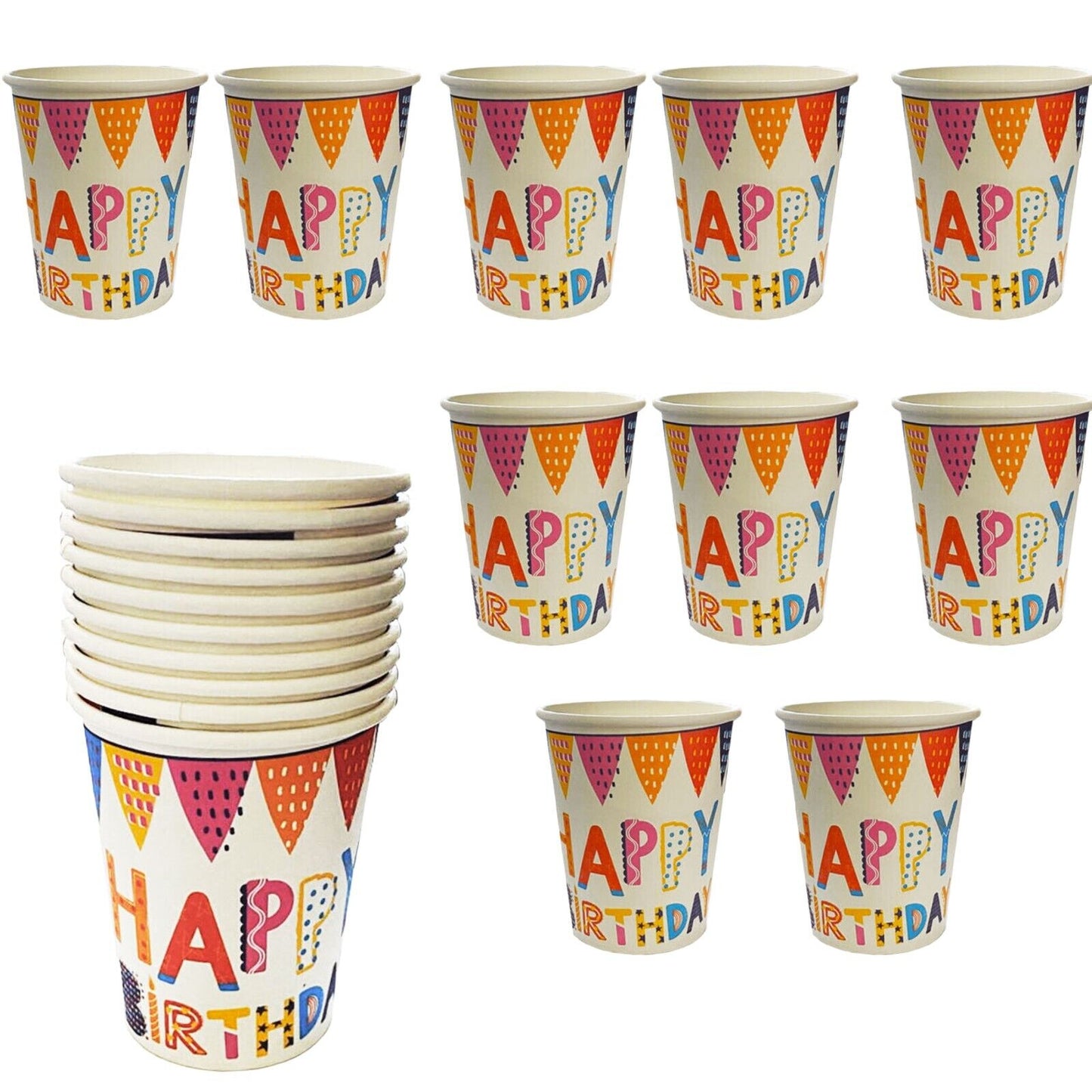 Gobelets jetables Joyeux Anniversaire pour fête, lot de 10
