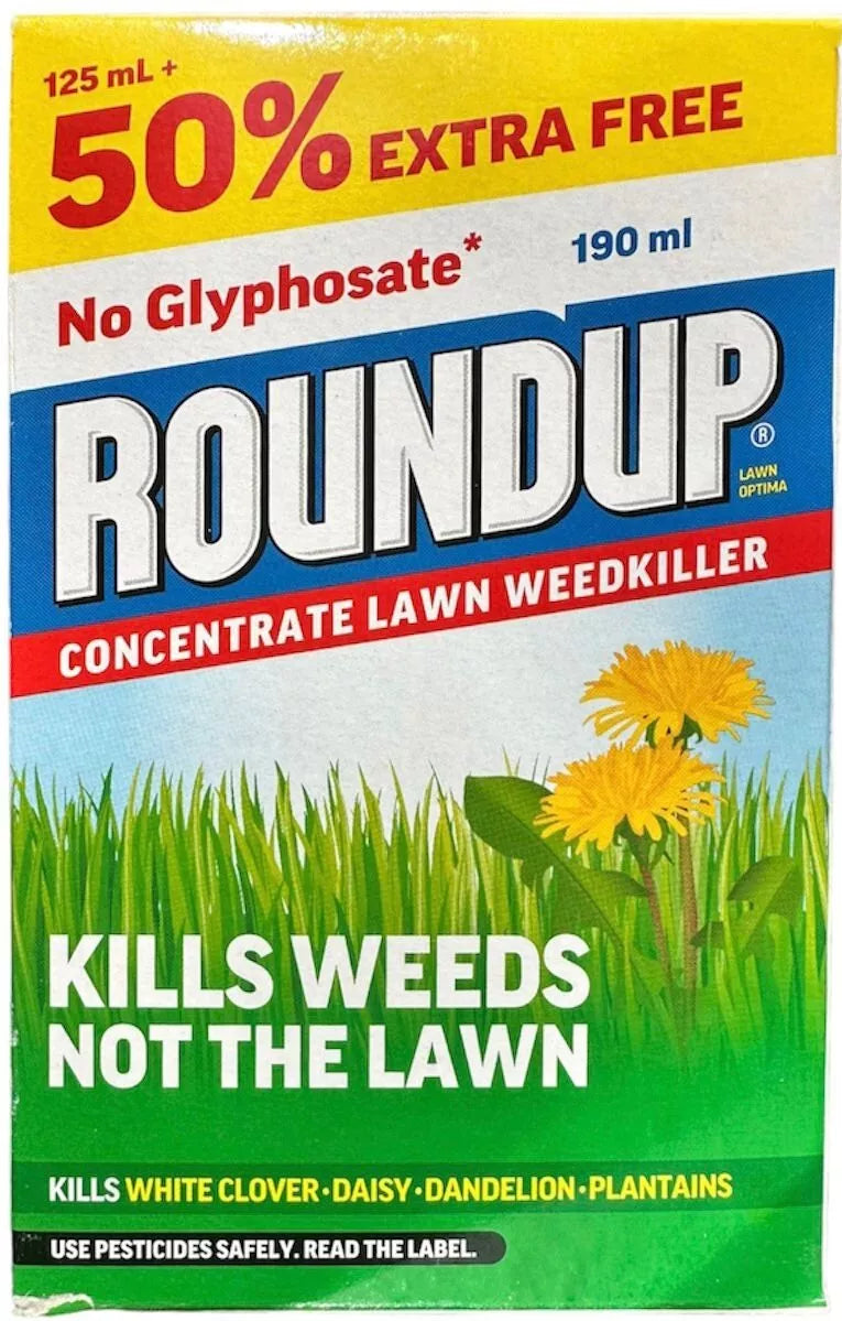 Roundup Concentrate Lawn Weedkiller Optima Kills White Clover Dandelion - 190ml