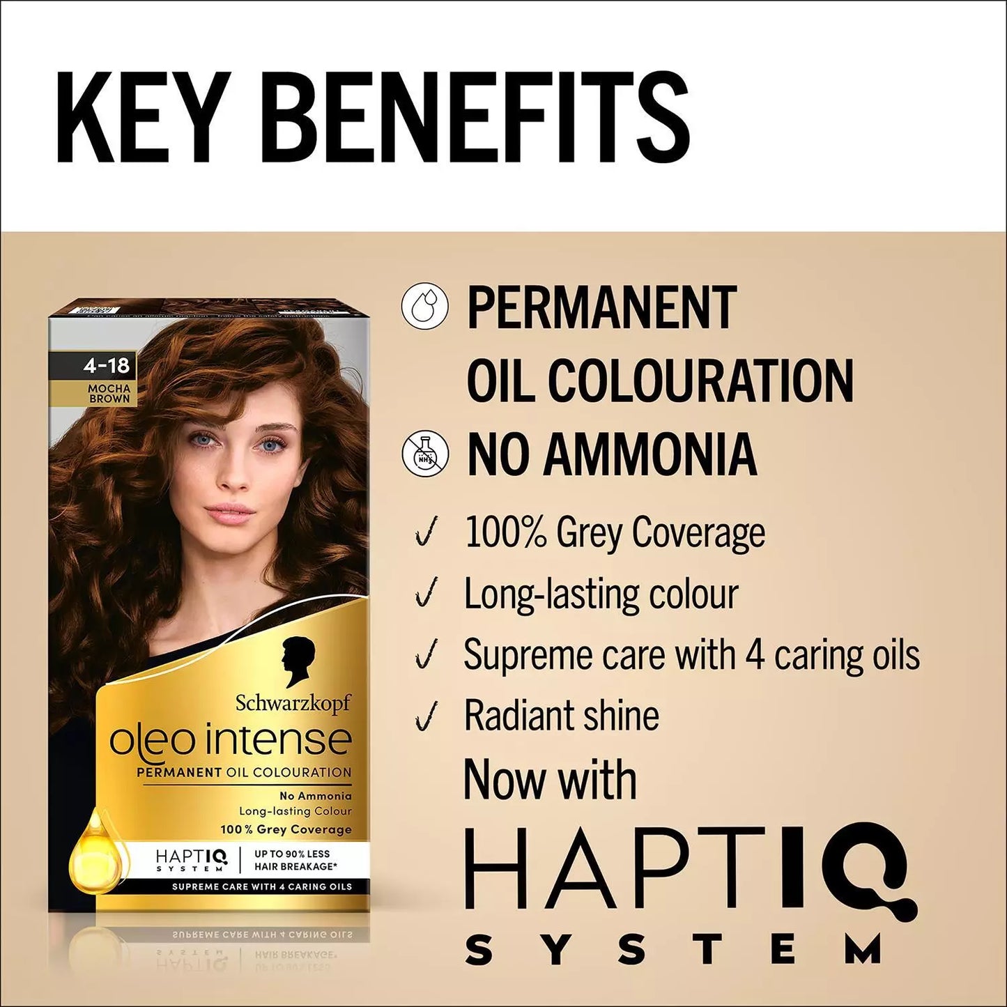 Schwarzkopf Oleo Intense Permanent Oil Colour Hair Dye 4-18 Mocca Brown