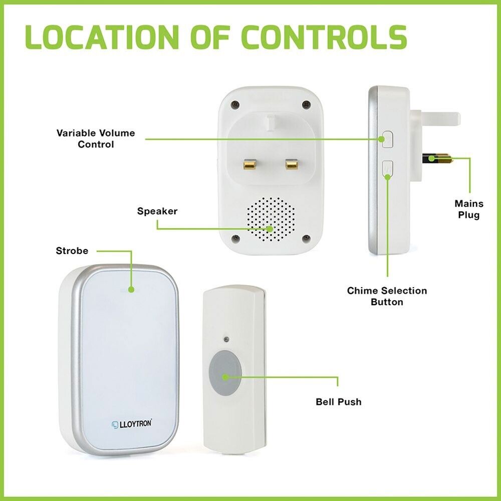 Lloytron MIP3 - 32 Melody Plugin Basic Door Chime Kit - White