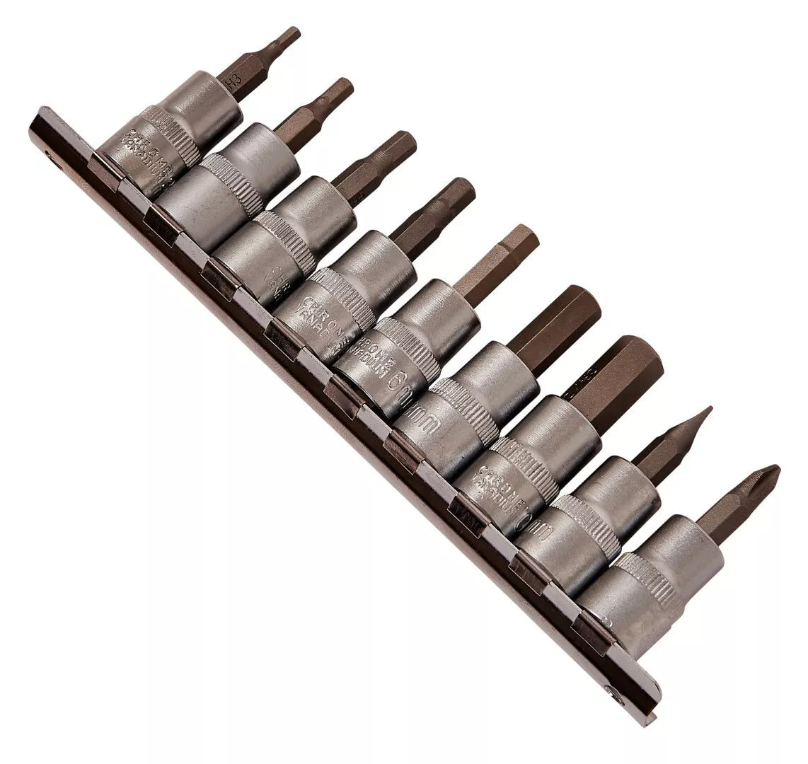 JEU DE DOUILLES ET D'EMBOUTS AMTECH 10 PIÈCES 3/8" HEXAGONAL