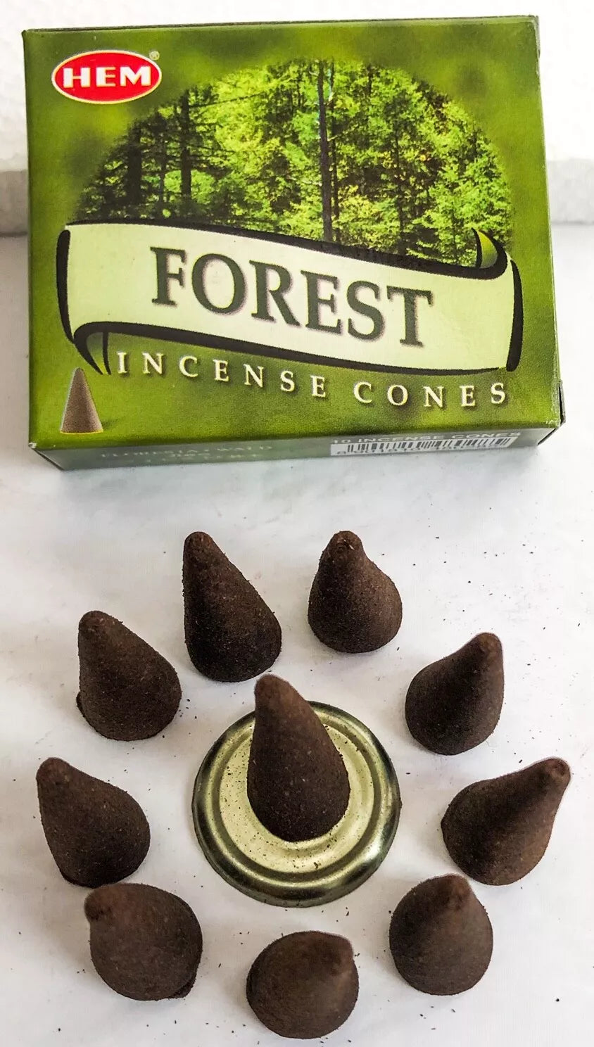 Lot de 10 cônes d'encens Hem Forest avec un brûleur en métal