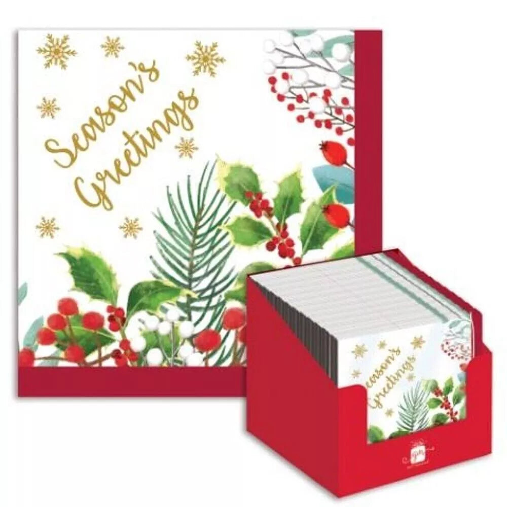 20 serviettes de Noël motif traditionnel pour créateur de cadeaux, vœux de saison, fête de Noël