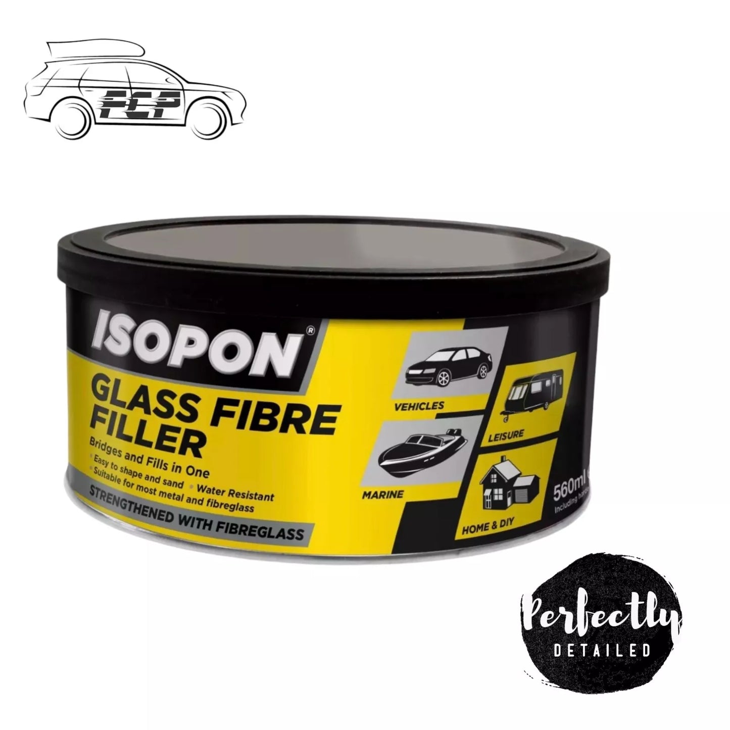 Mastic de remplissage en fibre de verre Isopon pour boucher les trous, réparation de voiture, caravane, bricolage, 560 ml