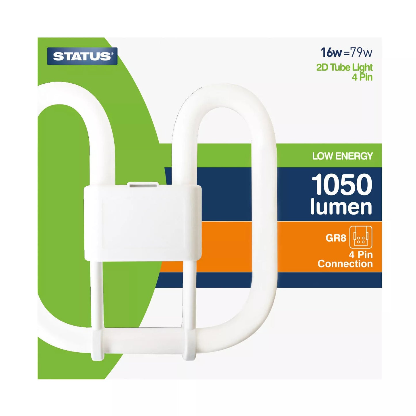 Tube fluo 2D Basse Consommation 16W 4 broches Blanc Chaud 1050 Lumens