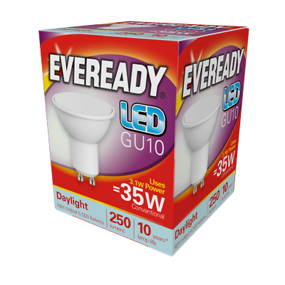 EVEREADY Ampoule LED GU10, 250 lumens, lumière du jour, emballée