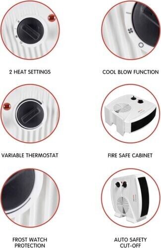 Chauffage Soufflant Vertical / à Plat StayWarm 2000W (Approuvé BEAB) - Blanc