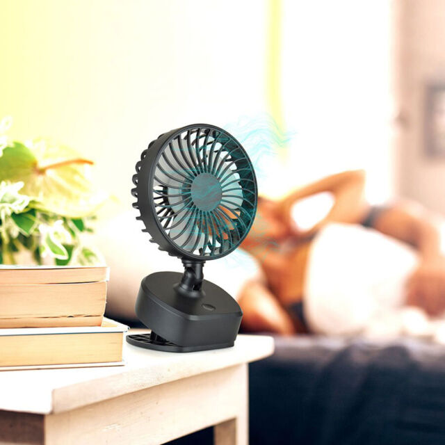 Mini ventilateur de bureau à pince rechargeable USB StayCool de 4'' - Noir