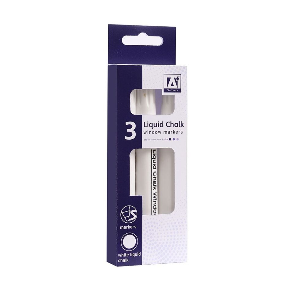Lot de 3 marqueurs craie liquide blancs pour vitres