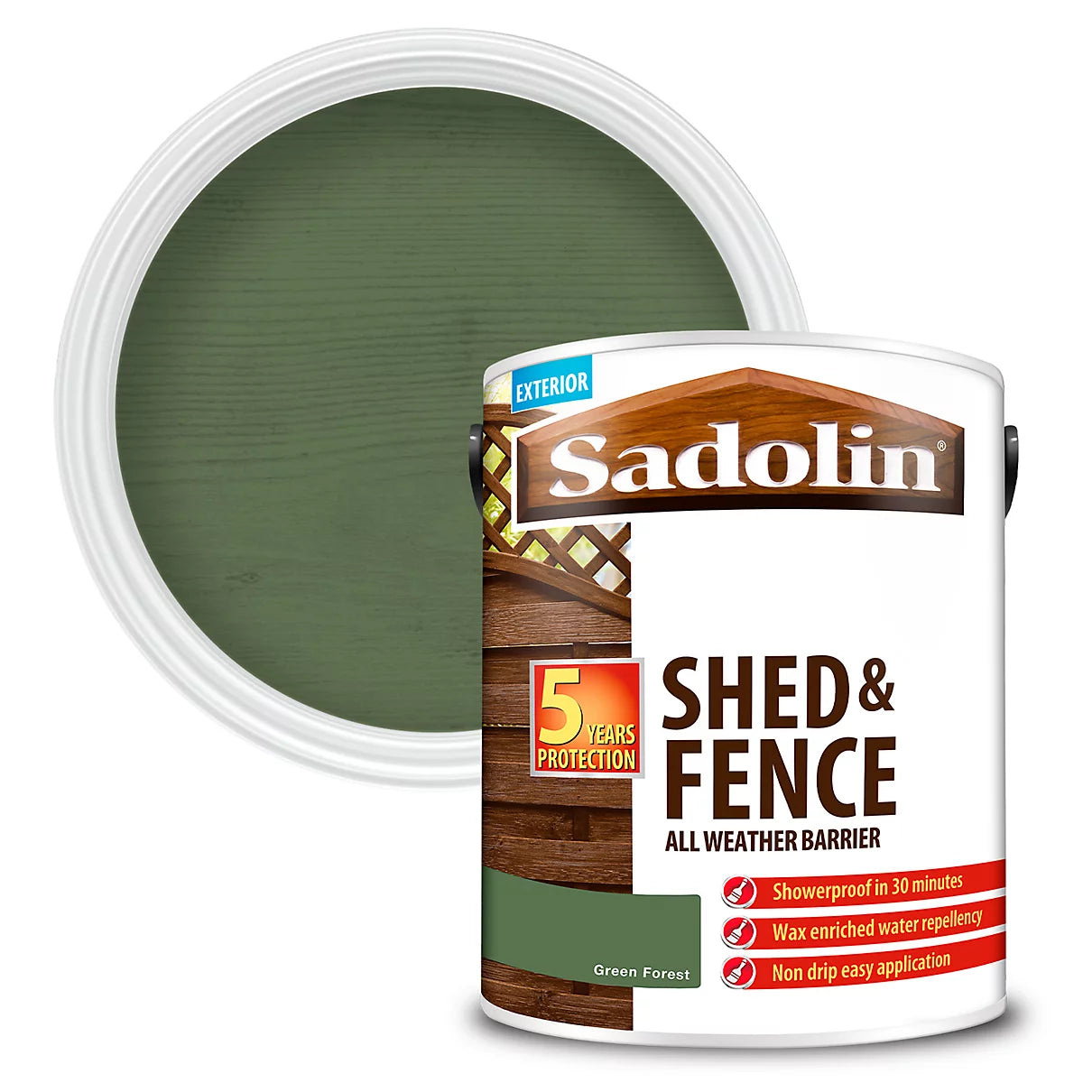 SADOLIN BOIS ET CLÔTURES VERT FORÊT 5L EXTÉRIEUR