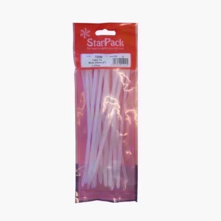 ATTACHE DE CÂBLE STARPACK BLANCHE 200MM X 4.8MM lot de 10