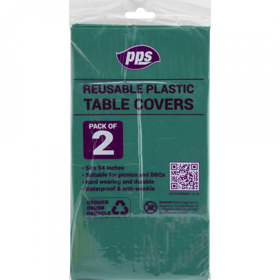 PARTY COLOURS 2 PLASTIC TABLE COVERS 54x54inches