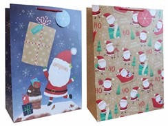 Jumbo Christmas Gift Bags 22" x 16" - Cute Santa Designs