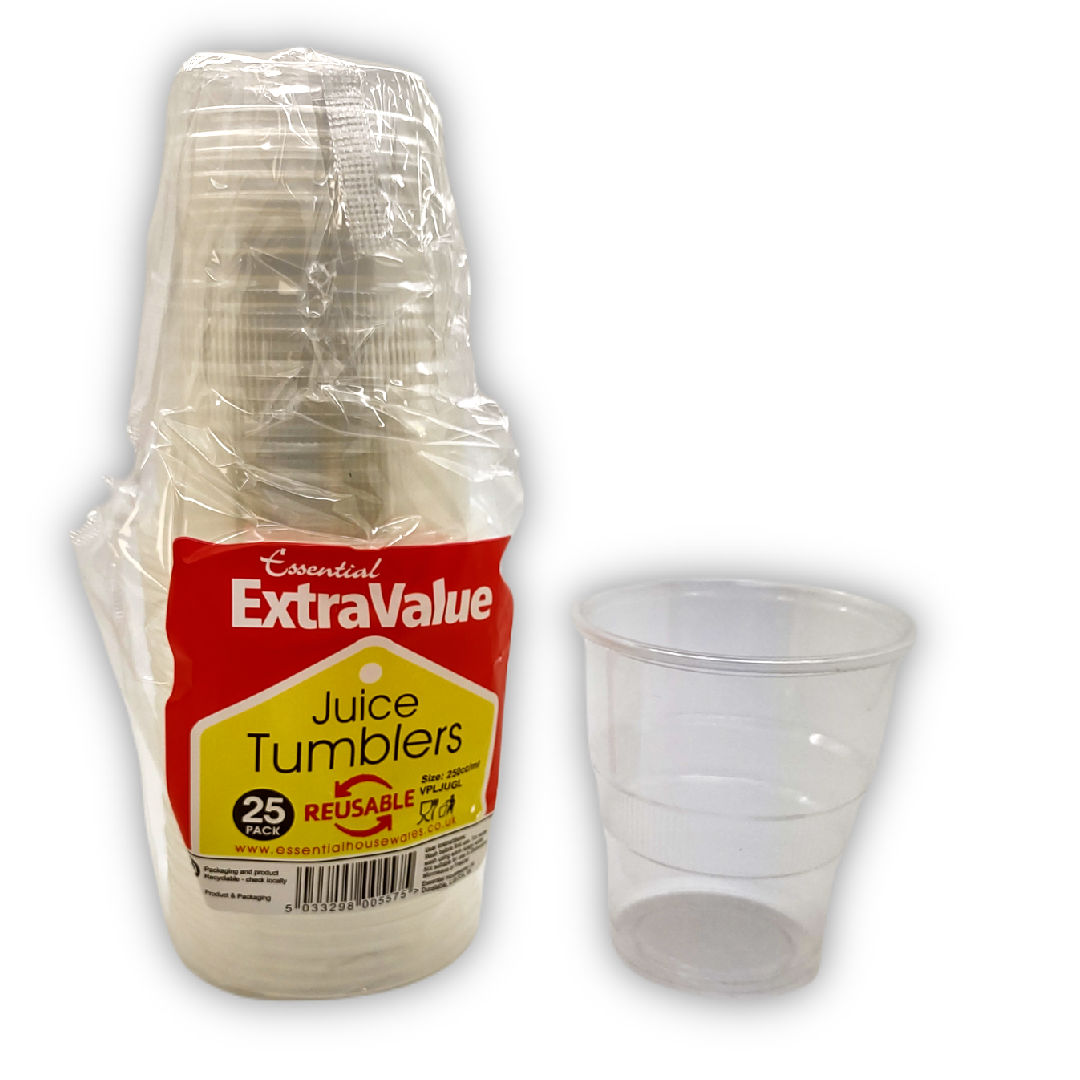 Extra Value 250ml PLASTIC JUICE TUMBLER PK25
