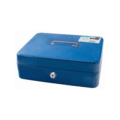 Blackspur Caisse à Monnaie en Métal 25 cm avec Poignée Serrure et Clés Bleue