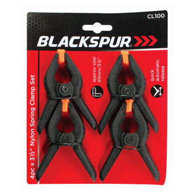 BLACKSPUR ENSEMBLE DE 4 SERRE-JOINTS À RESSORT EN NYLON DE 3 1/2 PO