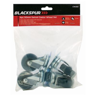 BLACSKPUR Lot de 4 roulettes pivotantes 50 mm