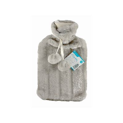 BOUILLOTTE BLACKSPUR 2L AVEC HOUSSE EN FAUSSE FOURRURE PELUCHÉE - GRIS CLAIR