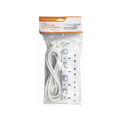 BLACKSPUR BLOC DE 4 PRISES AVEC INTERRUPTEURS INDIVIDUELS ET CÂBLE DE 2 M