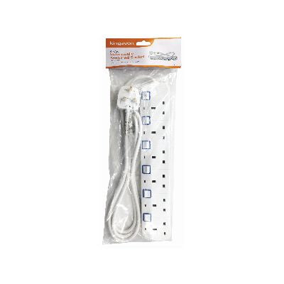 PRISE DE COURANT BLACKSPUR 6 VOIES AVEC INTERRUPTEURS INDIVIDUELS ET CÂBLE DE 2 M