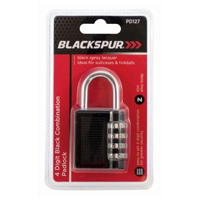 BLACKSPUR 4 DIGIT BLACK COMBINATION PADLOCK