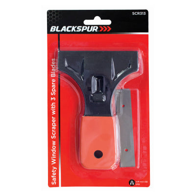 GRATTOIR À VITRES DE SÉCURITÉ BLACKSPUR AVEC CINQ LAMES DE RECHANGE