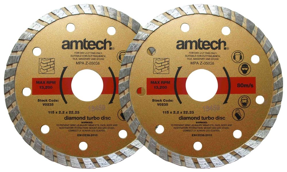 AMTECH ENSEMBLE DE 2 DISQUES DIAMANT TURBO 115MM