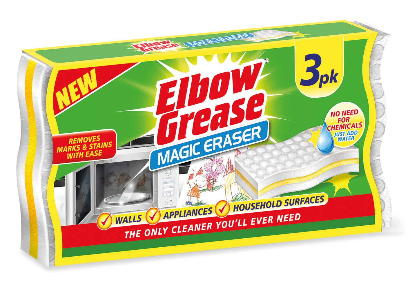 Elbow Grease Sponge Eraser 3pk