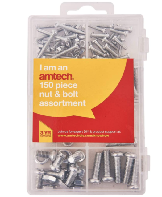 AMTECH KIT D'ÉCROUS ET DE BOULONS 150 PIÈCES