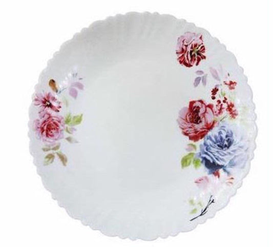 ASSIETTE FLORALE EN OPALINE 8,5 POUCES