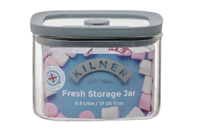 KILNER FRESH STORAGE SQUARE JAR 0.5 LITRE
