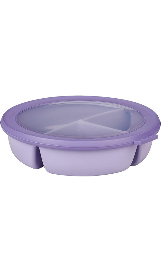 Bol à bento rond Cirqula à 3 compartiments – Boîte de conservation alimentaire hermétique – Rangement alimentaire séparé – Boîtes de préparation et de conservation des repas