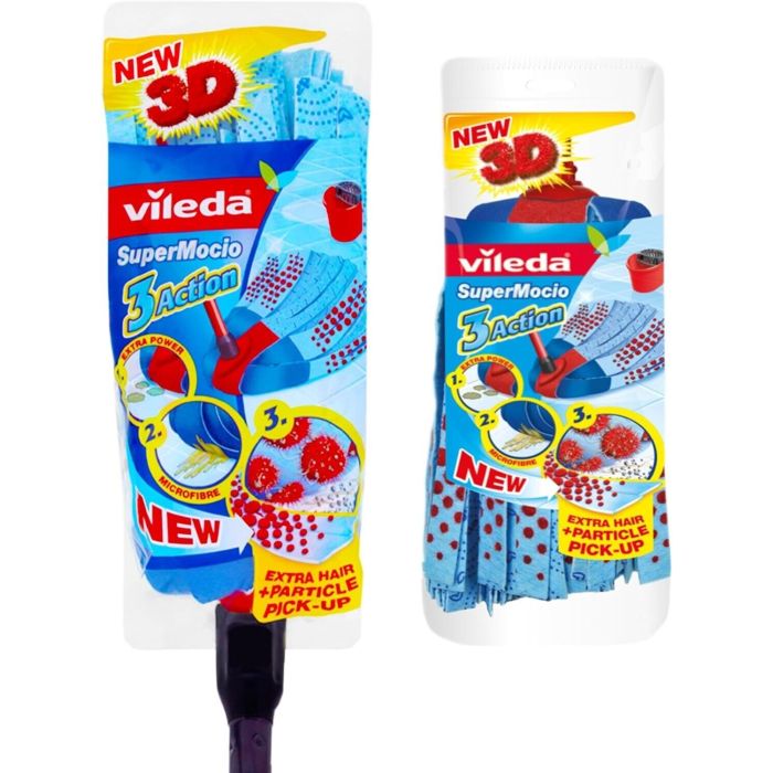 Vileda Supermocio 3 Action Mop with Head Foc Blue