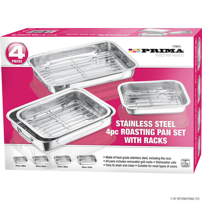 Ensemble de 4 rôtissoires en acier inoxydable de qualité supérieure avec grilles – Rôtissoires robustes pour des repas de fête parfaits
