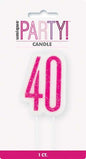 GLITZ PINK NUMBER CANDLE 40