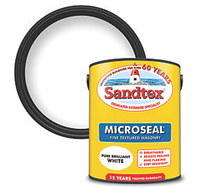 SANDTEX WHITE 5LTR FINE TEXTURED PURE BRILLIANT WHITE MASONRY PAINT
