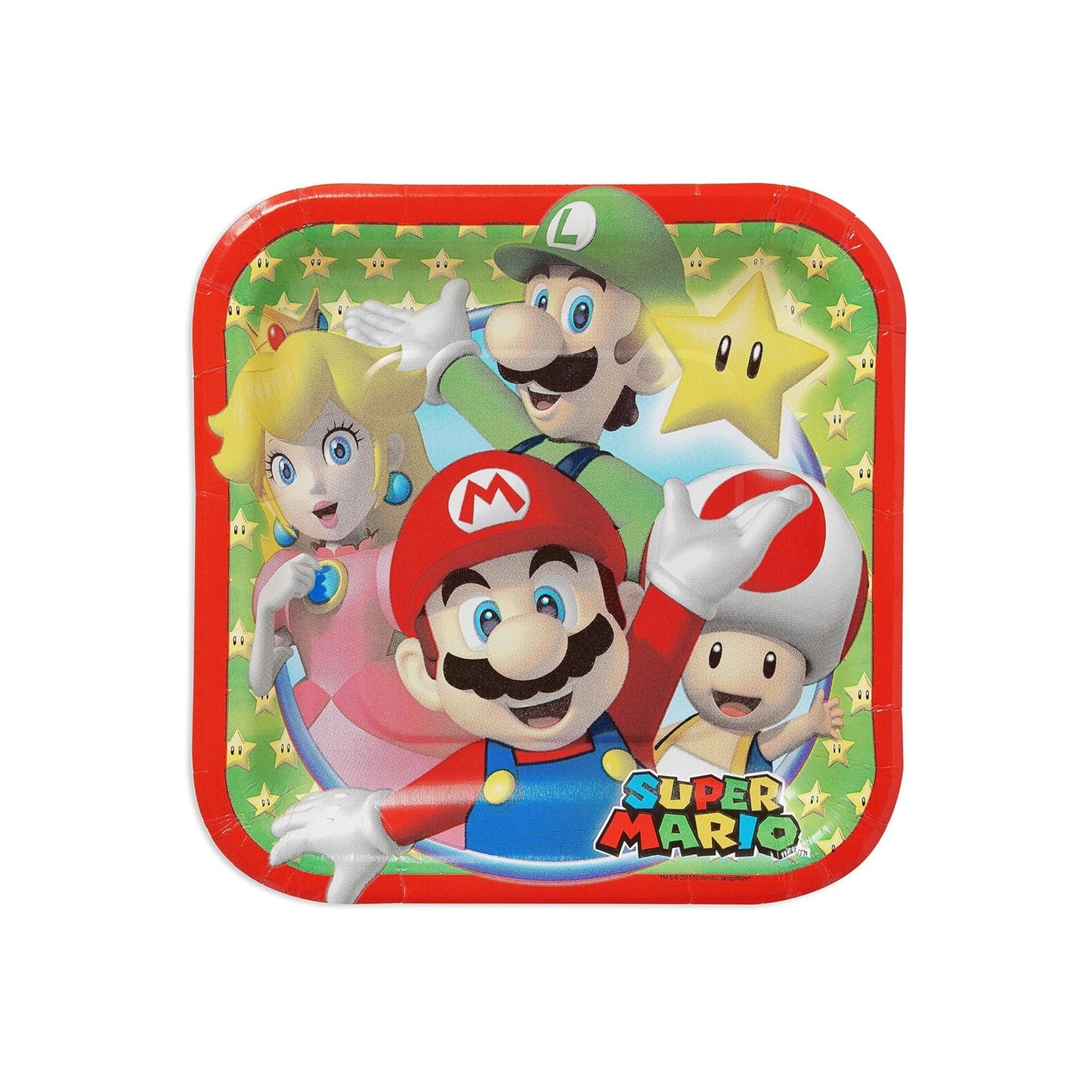 Super Mario 18cm Square Paper Party Plates Tableware Pack of 8