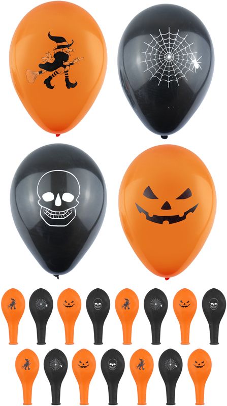 Ballons imprimés Halloween 12 pièces 23 cm