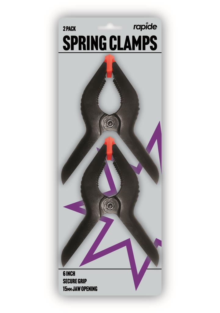 Serre-joints à ressort RAP - Lot de 2 pinces métalliques robustes de 15 cm pour une fixation rapide et sécurisée