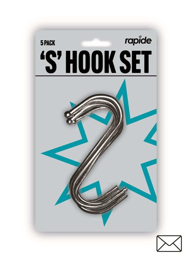 Versatile RAP 'S' Hooks 5-Pack - Sturdy and Secure Hooks for Hanging, Organizing, and Storage