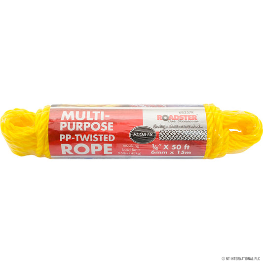 Premium Quality 1/4" x 50ft PP-Twisted Poly Rope - Versatile and Durable Twine for Outdoor and Indoor Use - 15m Length