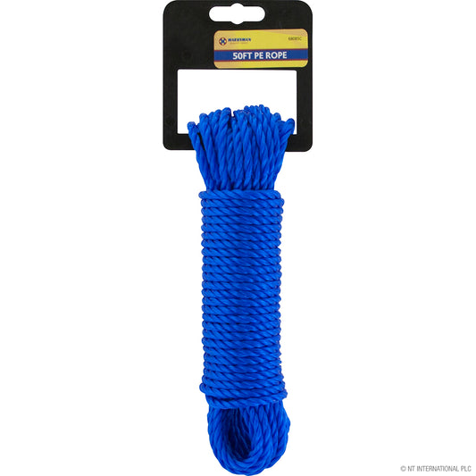 High-Quality 1/4 Inch Soft PE Rope - 50ft/15m Length for Versatile Outdoor Use
