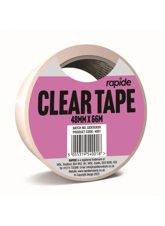 Clear Tape Roll - 48mm x 66m - High-Quality Transparent Packaging Tape for Secure Sealing