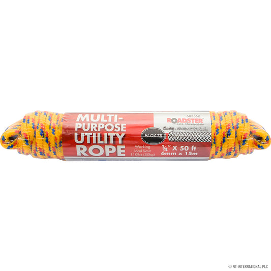 High-Quality 1/4" x 50ft M/P Utility Poly Rope - Durable and Versatile Utility Cord for Various Applications - 15m