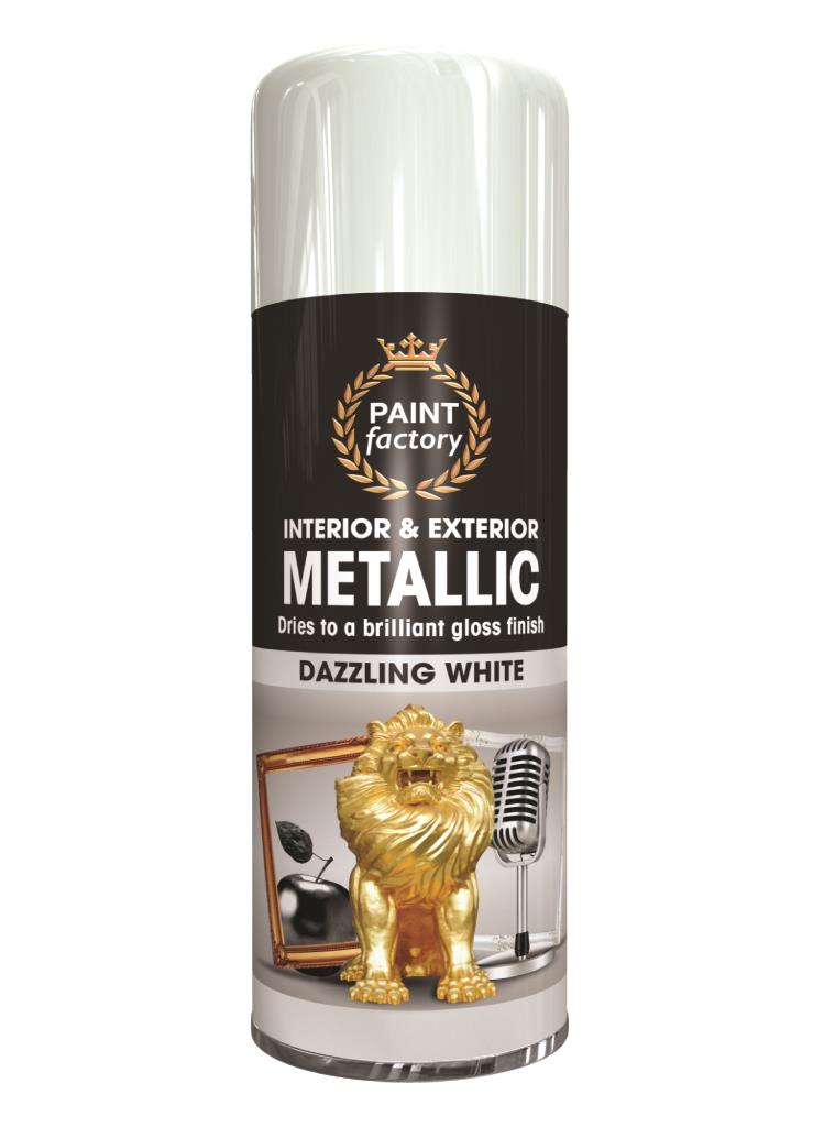 PF Metallic White Spray Paint - Premium Quality, Quick-Drying