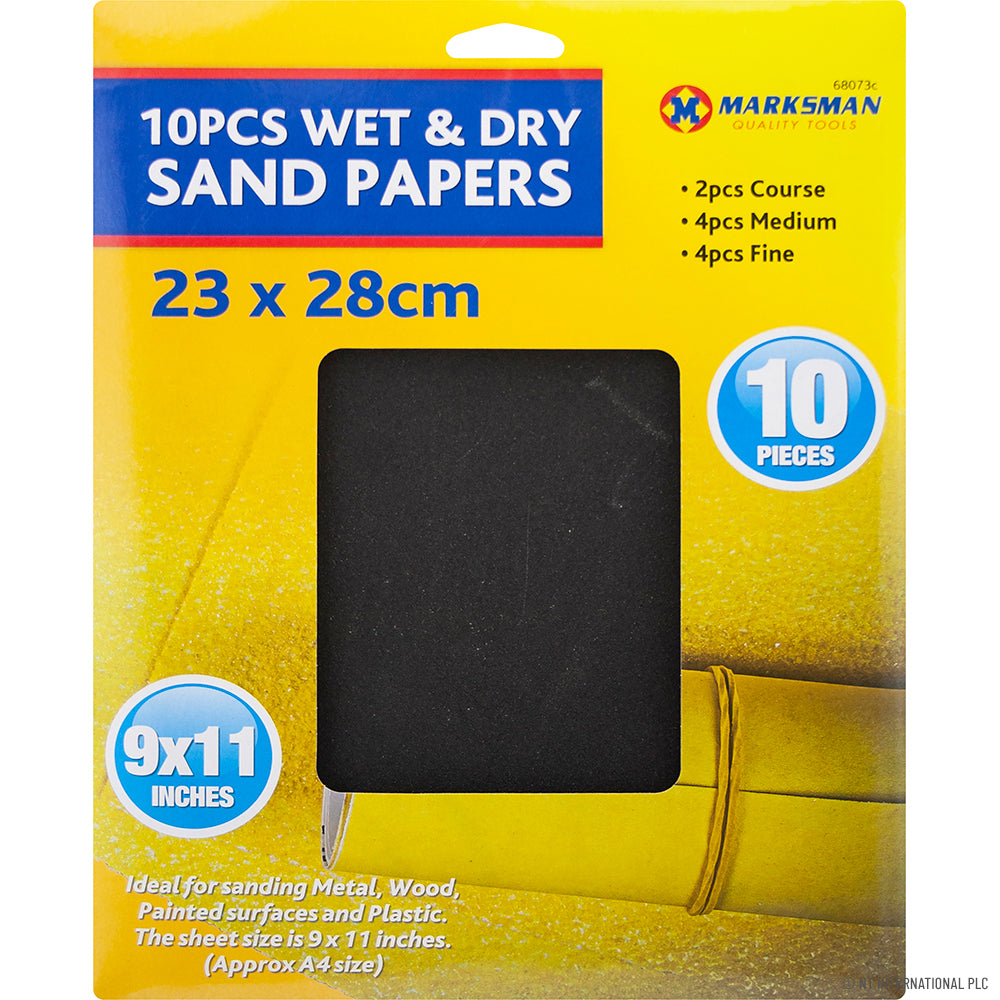 Jeu de 10 papiers de verre professionnels pour ponçage à sec et humide - 22,86 cm x 27,94 cm pour un ponçage de précision